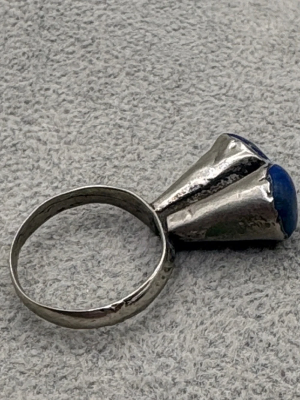 Antique Lapis Lazuli Turkmen Afgani Sterling Double Cabachon Statement Ring 8.5